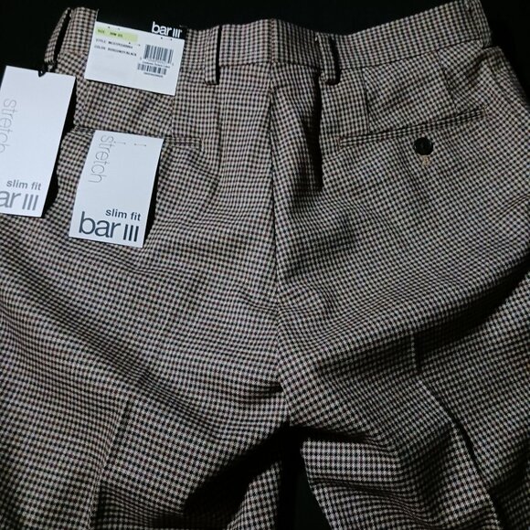 NEW Bar III Check Print Suit Separate Slim Fit Suit Pants Burgundy/Black, 30x32 - Picture 10 of 15